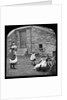 Victorian Children and Woman Feeding Hens on a Farm, Isle of Man by George Bellett Cowen